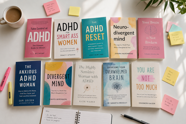 Discover strategies for navigating life with neurodivergence in this complete 10 popular books for women collection. Improve focus, manage emotions, and embrace your ADHD brain.