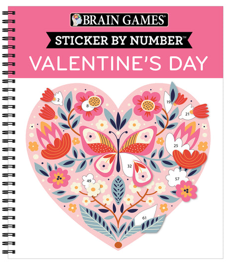Brain Games - Sticker by Number: Valentine's Day 10 Heartwarming Designs No Mess Art Activity Book Gift for Kids, Teens & Adults Perforated Pages, Spi - Ingram
