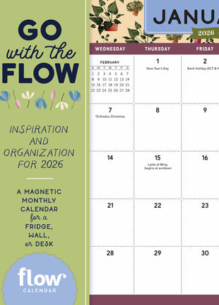 Go with the Flow: Inspiration and Organization for 2026: A Magnetic Monthly Calendar for Fridge, Wall, or Desk - Ingram