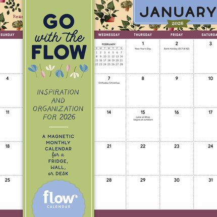 Go with the Flow: Inspiration and Organization for 2026: A Magnetic Monthly Calendar for Fridge, Wall, or Desk - Ingram