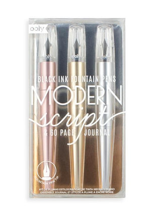 Modern Script Fountain Pens & Journal - 4 PC Set - Ingram
