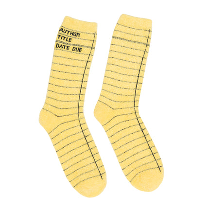Library Card (Yellow) Cozy Socks - Large - Ingram