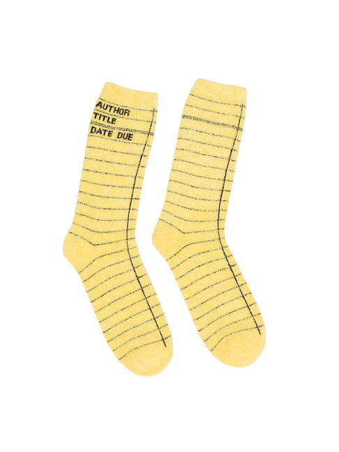 Library Card (Yellow) Cozy Socks - Large - Ingram