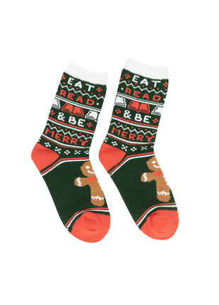 Eat, Read, & Be Merry Cozy Socks - Large - Ingram